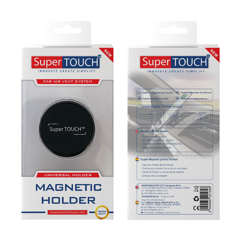 Suport auto pentru telefon magnetic Super TOUCH, negru - 