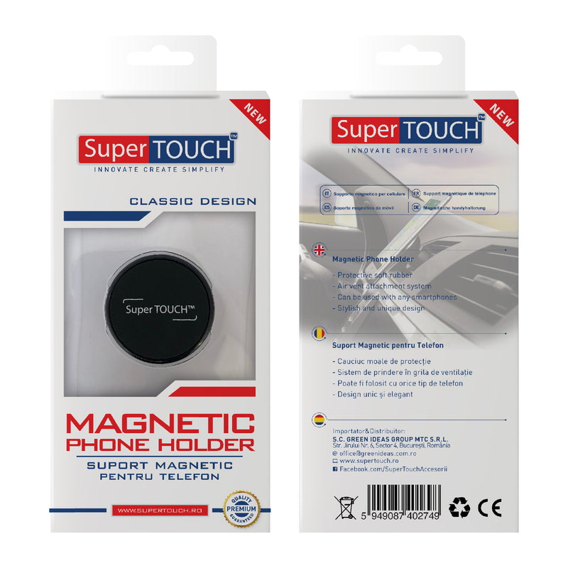 Suport magnetic pentru telefon Classic Design Super TOUCH, negru - 