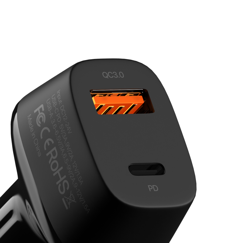 Incarcator auto rapid USB+Type-C Fast Charge 18W Super TOUCH, negru - 