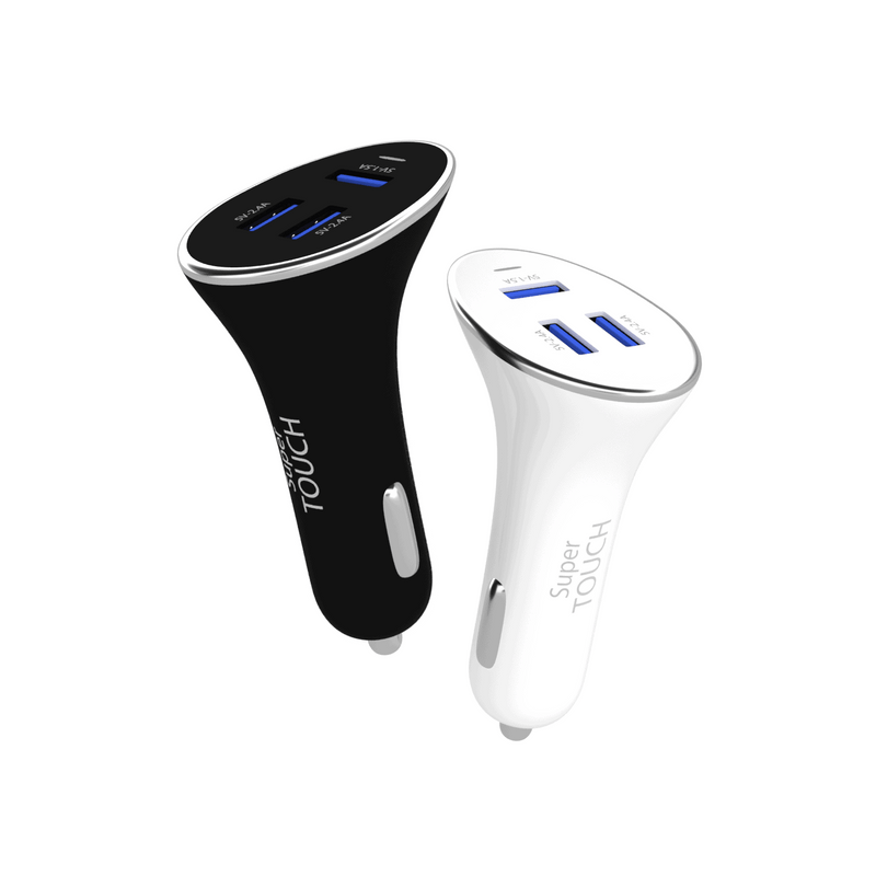 Incarcator auto cu 3 porturi USB 6.3 A Super TOUCH, alb - 